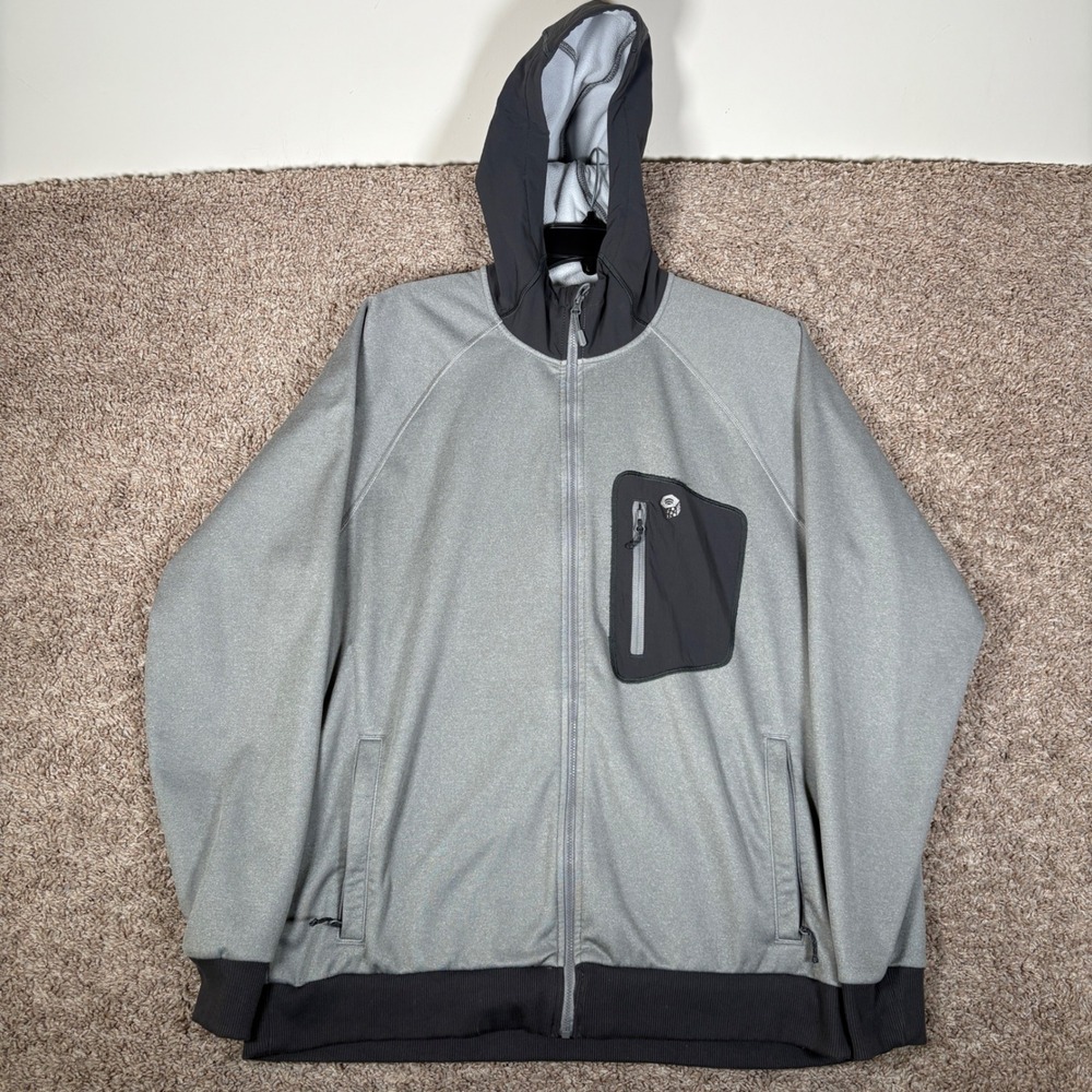 Mountain Hardwear Mens Grey Full Zip Hooded Norse Peak Jacket Large Performance